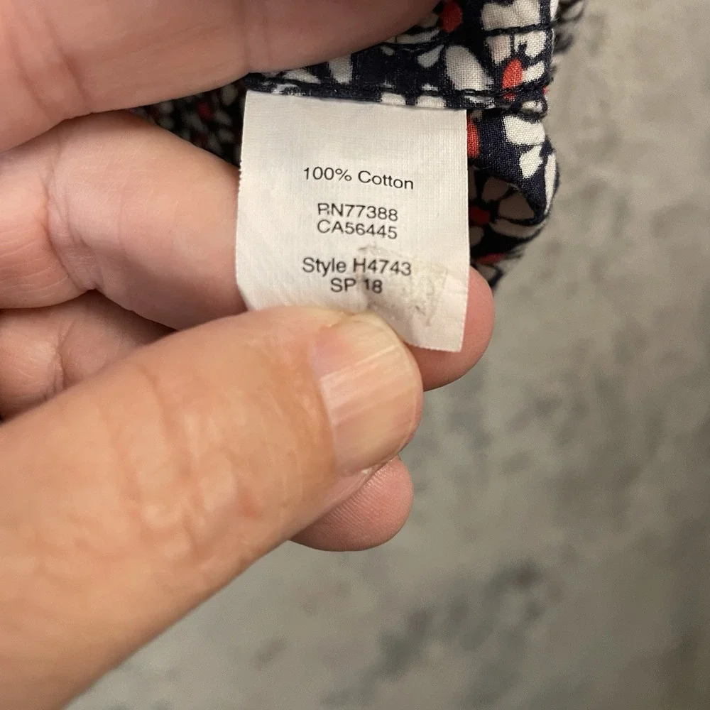 J Crew Men's Large Blue Floral Flex Washed Slim‎ Fit Button Down Lightweight